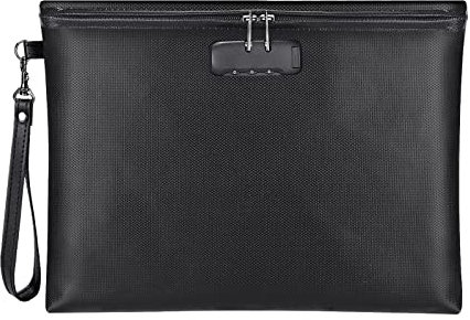 ZOOPIP - Porte-documents ignifuge avec serrure - 36,3 x 25,9 cm - Étanche et ignifuge - Avec fermeture éclair - Pochette de rangement pour documents format A4, espèces, téléphone portable, tablette,