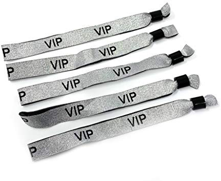 Original Twist4 VIP Stoff Einlassbänder - made in DE - seit 2001 - Festivalbändchen Kontrollbänder VIP Eintrittsbänder (100, silber/schwarz)
