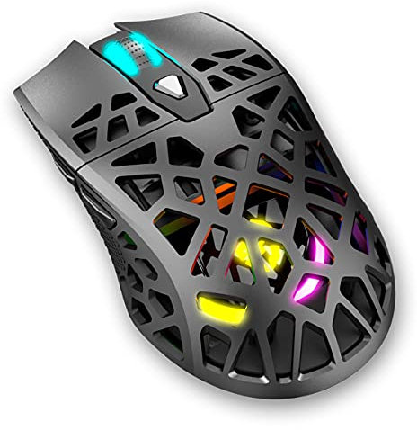 Raton gaming Krom Kaiyu -NXKROMKAIYU- RGB, ligero y resistente cuerpo de estructura panelada, sensor óptico, 6 niveles, 1200 DPI, software programable, color negro