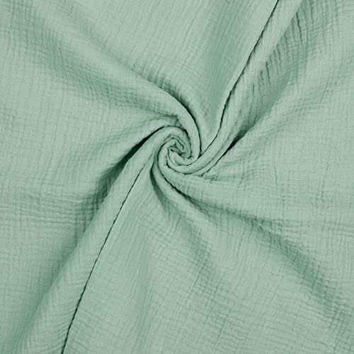 VmG-Store Musselin Double Gauze 61 Farben Meterware Stoff Tex 100 Uni (50 x 135cm) (008 I Nile)