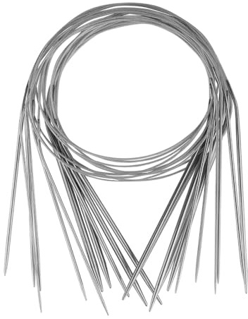 KtbeYTi 11 Stück 60 cm Rundstricknadel, Edelstahl Häkeln mit Nadellehre, Edelstahl Rundstricknadeln Set mit 11 Größe 1.5 mm bis 5.0 mm, für Socken, Schals oder Kleine Projekte
