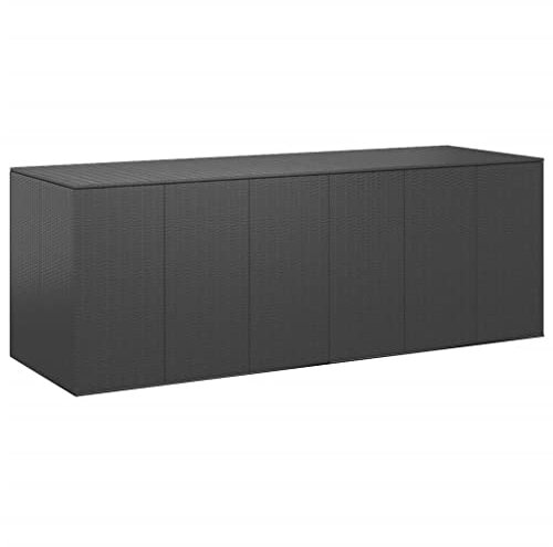 homiuse Garten-Kissenbox PE Rattan 291x100,5x104 cm Schwarz Gartenbox Aufbewahrungsbox Aufbewahrungstruhe Kissenbox Outdoor Wasserdicht Rattan Box Gartenbox Klein Gasdruckfeder Witterungsbeständigen