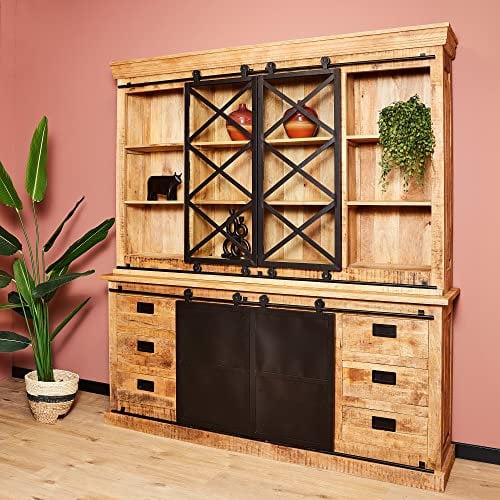 Vitrine Fresno XXL | Mangoholz & Metallmöbel | Industrielle Innenausstattung