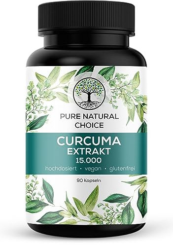 Curcuma Kapseln Hochdosiert 15,000mg - Vegan Kurkuma Kapseln, TÜV-geprüft, 9 Monatsvorrat mit 95% Curcuminoiden - Piperin-Booster für 20-fache Bioverfügbarkeit