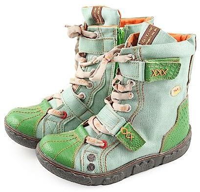 TMA EYES Damen PU Futter Flache Stiefeletten mit Reißverschluss für Freizeitstiefel
