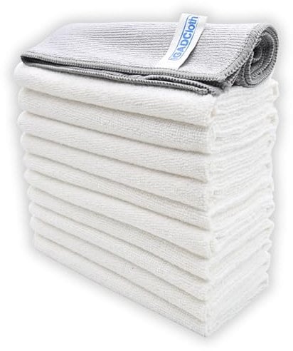 10 +1 free glass cloth, 40x40cm IGADCloth, White Microfibre Cleaning Cloths, Durable Cleaning Cloths for a Pristine Clean, Ideal Microfiber Cloth for all Surfaces