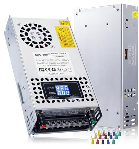 BOSYTRO Regolabile Trasformatore AC110/220V DC 0-24V 0-25A 600W tensione display digitale Alimentazione switching regolata DC Adatto per motori di controllo della velocità DC,sistemi di stampanti 3D
