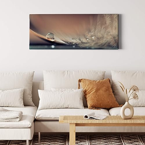 A.S. Création Leinwandbild Wassertropfen auf Blüte - Kunstdruck braun - 100x40 cm Querformat - moderne Wanddekoration Schlafzimmer Wohnzimmer Küche - Bild auf Keilrahmen