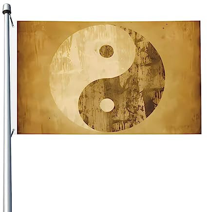 Yin Yang Symbol-Flagge, 90 x 152 cm, lustige Outdoor-Banner, Urlaub, Gartenflagge, Willkommensbanner für Zuhause, Garten, Hof, Rasen, Dekoration, Flaggen, Indoor/Outdoor, doppelseitiger Druck