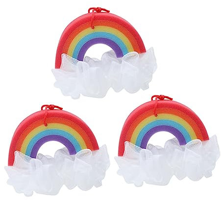 LALAFINA 4 Sets Bunte Badeschwämme Regenbogen Körper Badeschwamm Puff Dusche Wäscher Badezubehör 3 Stück * 4