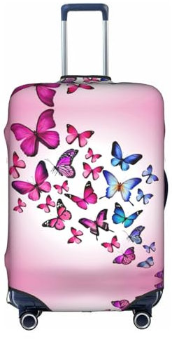 EdWal Housse de protection élastique anti-poussière pour valises de 45,7 à 81,3 cm Motif fleurs roses et papillons, Papillons roses, 85
