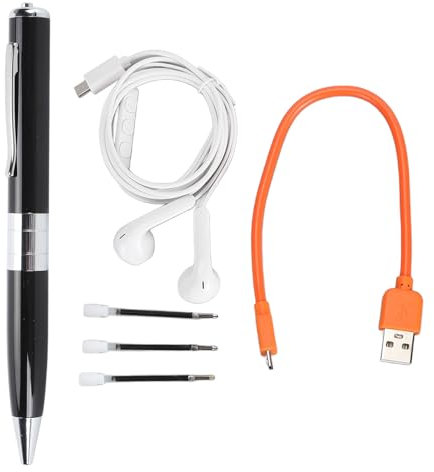 Digital Voice Recorder, Voice Activated Recorder Pen with Intelligent Noise Reduction, Portable MP3 Player Recording Device for Lecture Meeting Course, Transfer File to Computer