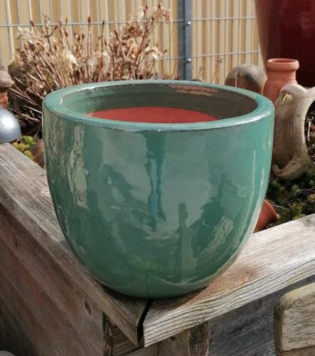 Generisch NEU !! Pflanztopf ø 25 cm aus frostfesten Steinzeug grün glasiert Blumentopf Pflanzkübel Garten Deko Mediterran