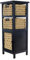 DARO DEKO Holz und Seegras Schrank mit Zwei Kisten 33 x 84cm schwarz braun Beistell-Schrank Nachttisch Regal