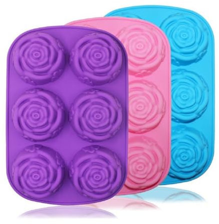 Loekrdos 3PCS Rose Soap Moulds - Handmade Rose Flower Ice Cube Molds - DIY 3D Ice Trays & Soap Molds