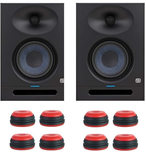 PreSonus Eris Studio 5 scatole attive per monitor da 5,25, 1 coppia + 2 piedini per boxe, colore rosso