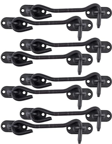 LIKERAINY Gancio per Cabina in Acciaio Inox 104 mm Serratura per Cancello Chiavistello Serratura della Porta Armadietto Finestra Capannone Giardino Recinzione Nero Confezione da 8 pezzi