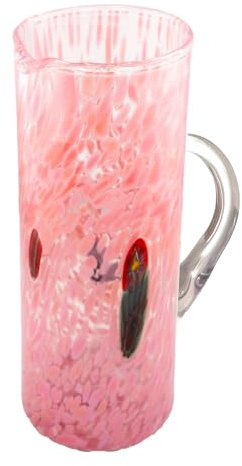 MurArt Krug aus Muranoglas, 600 ml, zylindrische Form, Höhe 22 cm, verziert mit handgearbeiteten Murrine, hergestellt in Italien