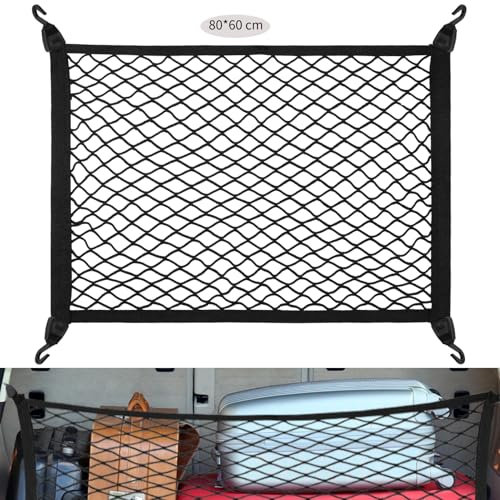 Zocipro Gepäcknetz, 80 x 60 cm Kofferraumnetz Gepäcknetz Auto Erweiterbar auf 160 x 120 cm, Gepäckraumnetz, Kofferraum Netz Ladungssicherung mit 4 ABS Haken für die Meisten Autos