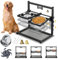 Gamelle Chien Surélevées de 3 Hauteurs Ajustables et Inclinaison de 0-90°, Gamelle pour Chien avec 2 Bols en Acier Inoxydable et Tapis Anti-éclaboussures, Convient aux Petits, Moyens et Grands Chiens