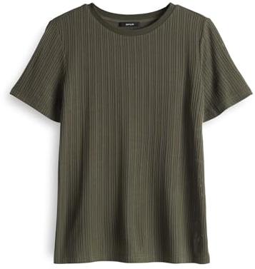 OPUS Damen Kurzarmshirt | Rippshirt SENDRASA Regular aus ECOVERO™ Viskose Mix Olive Leaf, 40