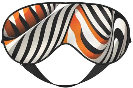 Orange Zebra-Verzerrungsstreifen-Augenmaske, Schlafmaske, Lichtblockierende Augenbinde, Nachtaugenabdeckung, weicher, druckfreier Augenschirm mit elastischem Band für Zuhause, Reisen, Büro, Nickerche