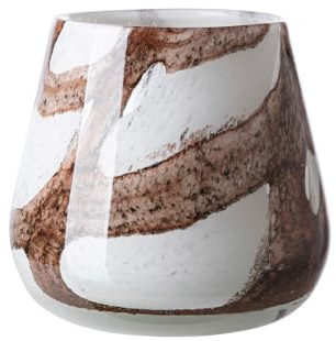 Fink Mella, Glasvase, Windlicht, Glas, glatt, braun, weiß, L. 11 cm, B. 11 cm, H. 9.5 cm, D. 11 cm