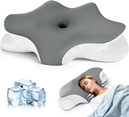JUOIFIP Nackenkissen Kopfkissen, Memory Foam Kissen, Ergonomisches Kopfkissen für Seiten, Rücken, Bauchschläfer mit Abnehmbarem Bezug