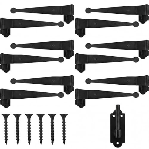 Shimeyao Confezione da 12 cerniere in ferro battuto resistente da 30,5 cm, per persiane con cinghia di sollevamento, cerniere nere per telaio in legno, cancelli, porte, finestre