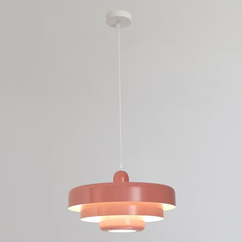 NOKXDKJWT Nordische Metall-Pendelleuchte, Mid-Century Modern Pendelleuchten, 3-lagiges Design, 13,7 Zoll Vintage-Metall-Kronleuchter, Deckenleuchte für Wohnzimmer, Flur, Leuchten (Orange) (Farbe: Pi