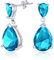 Einfache Braut 5CT AAA Kubikzirkonia Simulierte Aquamarinblaue Tropfenförmige Birnenförmige Solitär CZ Ohrhänger Für Abschlussball .925 Sterlingsilber