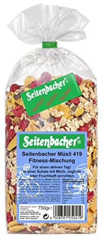 Seitenbacher Müsli Fitness Mischung I Vollkorn I ganze Himbeeren I Zartbitterschokolade I Mandelbättchen (1 x 750 g)