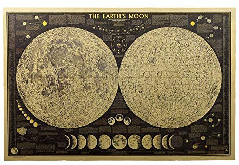 Großes Poster aus Papier, Motiv: Earth's Moon, im Vintage-Retrostil, für Sterngucker, tolles Wandtattoo für Bar, Café, Zuhause, als Wohnzimmer-Dekoration, GS685