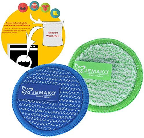 Jemako Duopads mini im 2er Set Reinigungspad Grün & Blau (Ø ca. 9,5 cm) inkl. Sinland feinmaschiges Wäschenetz