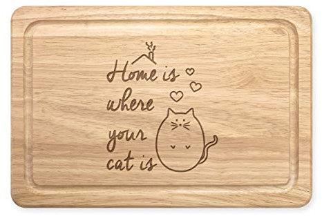 Home is Where Your Cat is Rectangular Wooden Chopping Board