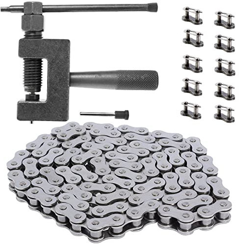 QAZAKY 415 Heavy Duty Chain 110 Link + Chain Breaker Cutter Link Remove Tool for 49cc 50cc 60cc 70cc 80cc 2-stroke Engine Motorized Bicycle Bike Motorcycle ATV Mower Mini Dirt Bikes 415-110L