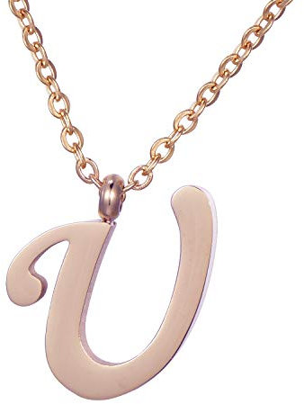 Morella Collana da Donna in Acciaio Inox Oro Rosa con Ciondolo Lettera U