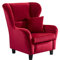 lifestyle4living - Moderner Ohrensessel – Große Auswahl an Stoffen und Farben - Gemütlicher Designer-Sessel im eleganten Landhaus-Stil, Rot, Samt