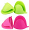 2 Pairs Mini Oven Gloves Silicone Heat Resistant Cooking Pinch Mitts Potholder for Kitchen Cooking & Baking (Green and Rose Red)