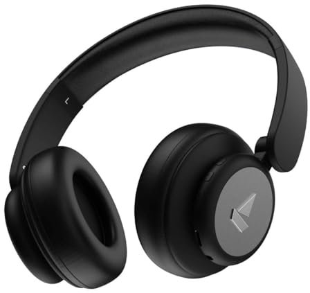 boAt Rockerz 450 Bluetooth On Ear Headphones with Mic, Upto 15 Hours Playback, 40MM Drivers, Padded Ear Cushions, Integrated Controls and Dual Modes(Luscious Black)