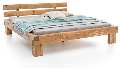 expendio Balkenbett Tamme Wildeiche geölt Größe nach Wahl Massivholzbett Holzbett Doppelbett Ehebett Singlebett Bett Schlafzimmer, Liegefläche:140 x 200 cm