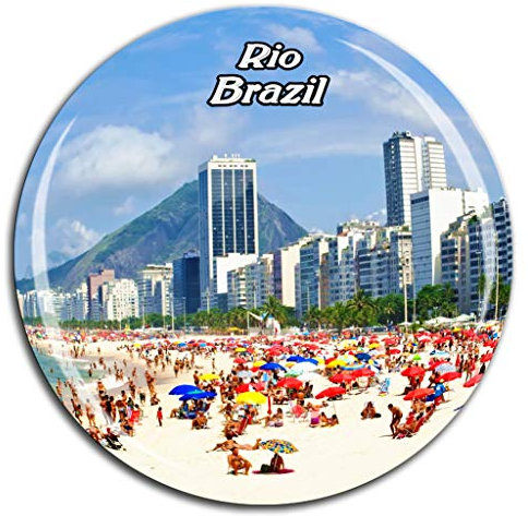 Copacabana Beach Rio de Janeiro Brasilien Kühlschrankmagnet 3D Kristall Glas Tourist City Reise Souvenir Collection Geschenk Starker Kühlschrank Aufkleber