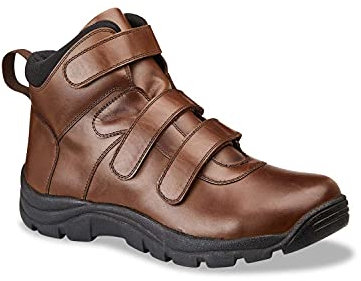 Pegasus Men's Leather Boots Water Resistant Touch Fasten Wide Fit Brown 7 UK