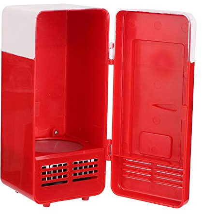 Asixx Mini tragbarer kompakter persönlicher Kühlschrank, Heizung und Kühlung, tragbarer Kühlschrank mit doppeltem Verwendungszweck und DC/USB-Stromversorgung für das Home Office(rot)