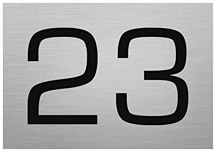 Edelstahl Hausnummer mit Gravur - Befestigung ohne Bohrlöcher - Hausnummernschild inkl. 3M Aufkleber - Türschild ist witterungs- und UV-beständig - Personalisiert 160x110mm Variante 3