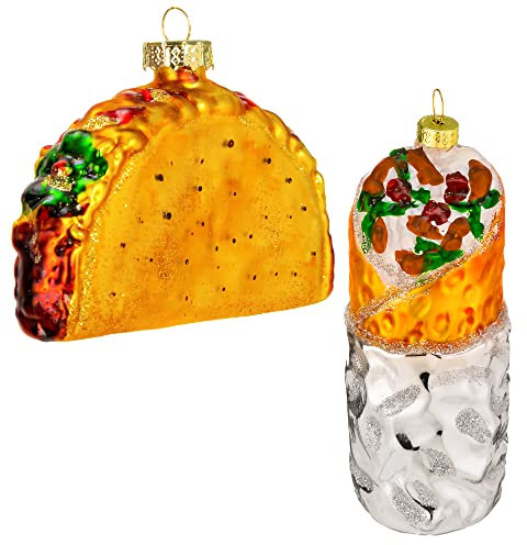JOYIN Geblasenes Glas Weihnachtsschmuck Taco und Burrito Set Handwerk Weihnachtsbaum Dekoration Weihnachtsfeier