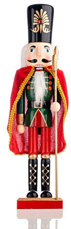 Nataland Schiaccianoci Soldato In Legno Dipinto A Mano 36 Cm Con Mantello, Perfetto Come Decorazione Natalizia, Come Regalo e Da Collezione (36 Cm, John)