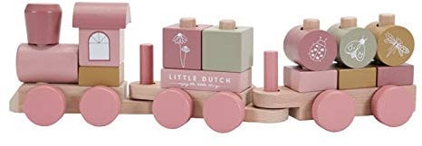 Little Dutch Holz-Eisenbahn Zug mit Steck-Formen (Wild Flowers rosa)