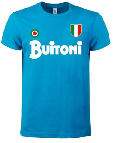 PRS - T-Shirt Primo Scudetto Napoli 1987/88,Maglietta ricordo Vintage Primo Scudetto del Napoli, Maglietta da Stadio,Sport,Idea Regalo,Festa del Papa' (IT, Testo, XL, Regular, Regular, Azzurro)