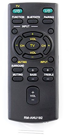 VINABTY RM-ANU192 Fernbedienung Ersatz Kompatibel für Sony Audio Systems SACT60BT HTCT60BT SSWCT60 HT-CT60BT HTCT60BT SA-CT60BT SS-WCT60 HT-CT60 HTCT60 SACT60 SA-CT60